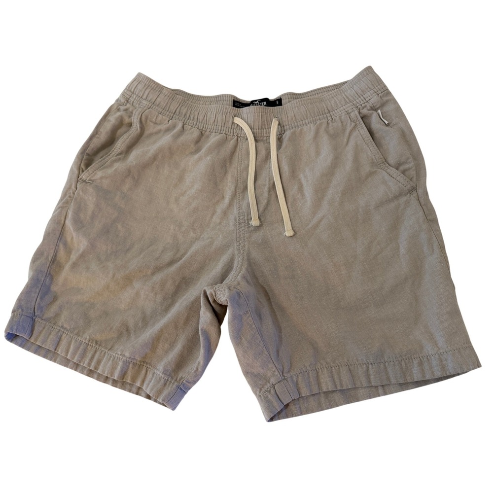 Hollister Mens Jogger Shorts 7 Inch Inseam Light Gray Linen Blend Size S